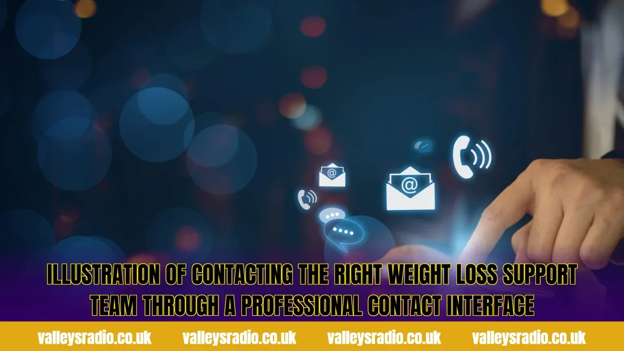 Illustration of contacting the right weight loss support team through a professional contact interface